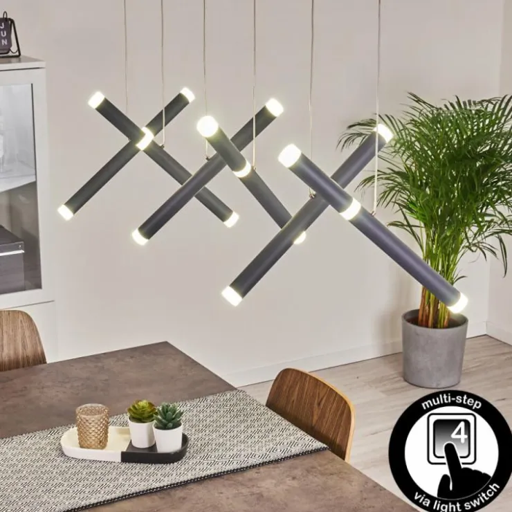 hofstein Éclairage Led|Suspension Térou LED Anthracite, 6 lumières