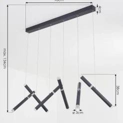 hofstein Éclairage Led|Suspension Térou LED Anthracite, 6 lumières