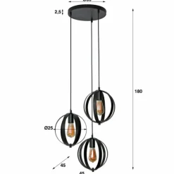 hofstein Suspensions|Suspension Turn Anthracite, 3 lumières