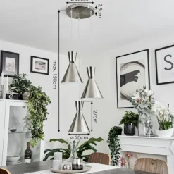 hofstein Suspensions|Suspension Vijes Nickel mat, 3 lumières