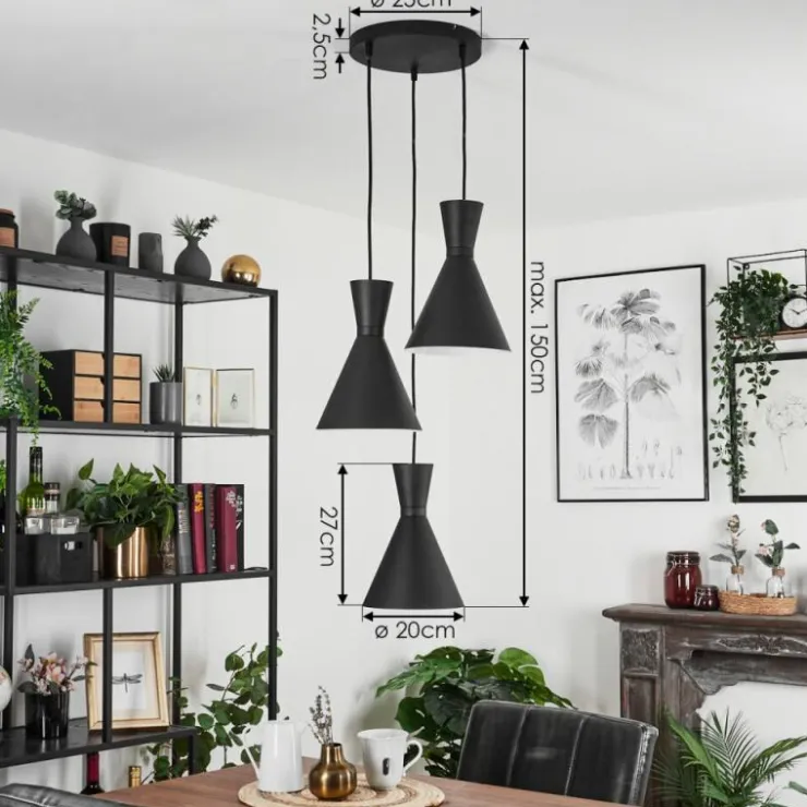 hofstein Suspensions|Suspension Vijes Noir, 3 lumières