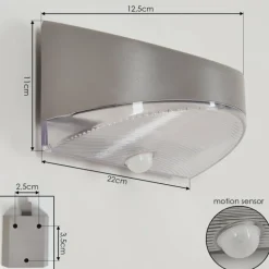 Tolerud Lampe murale d´extérieur LED Gris, Argenté, 1 lumière, Détecteur de mouvement