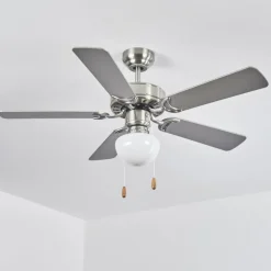 Ventilateur de plafond Apiao Brun, Couleur bois, Argenté, 1 lumière