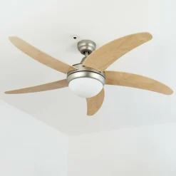 Ventilateur de plafond Morino Écru, Nickel mat, 2 lumières, Télécommandes