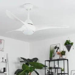 Ventilateur de plafond Malloa LED Blanc, 1 lumière, Télécommandes