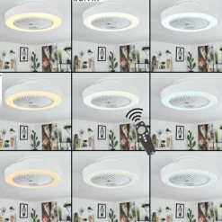 Ventilateur de plafond Azenha LED Blanc, 1 lumière, Télécommandes