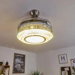 Ventilateur de plafond Bendigo LED Nickel mat, Transparent, 1 lumière