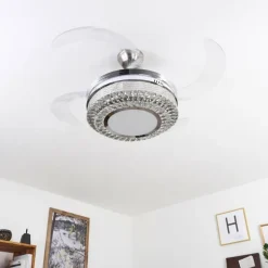 Ventilateur de plafond Bendigo LED Nickel mat, Transparent, 1 lumière