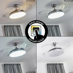 Ventilateur de plafond Bendigo LED Chrome, 1 lumière