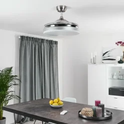 Ventilateur de plafond Bendigo LED Chrome, 1 lumière