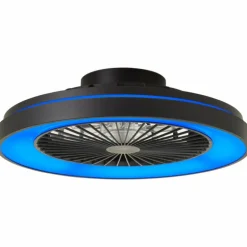 Ventilateur de plafond Brilliant Mazzaro LED Noir, 1 lumière, Télécommandes, Changeur de couleurs