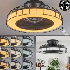 Ventilateur de plafond Burmeister LED Noir, 1 lumière, Télécommandes