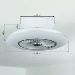 Ventilateur de plafond Chaville LED Blanc, 1 lumière, Télécommandes