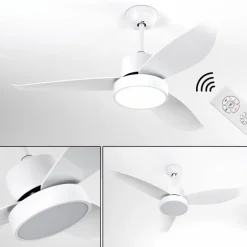 Ventilateur de plafond Doha LED Blanc, 1 lumière, Télécommandes