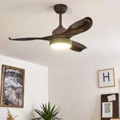 Ventilateur de plafond Doha LED Brun, 1 lumière, Télécommandes