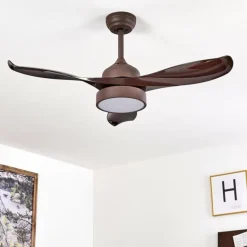 Ventilateur de plafond Doha LED Brun, 1 lumière, Télécommandes