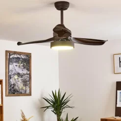 Ventilateur de plafond Doha LED Brun, 1 lumière, Télécommandes