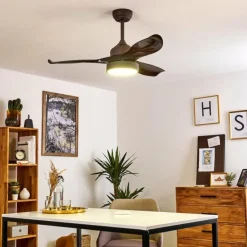 Ventilateur de plafond Doha LED Brun, 1 lumière, Télécommandes