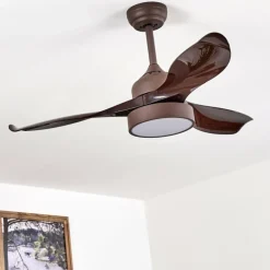 Ventilateur de plafond Doha LED Brun, 1 lumière, Télécommandes