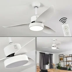 Ventilateur de plafond Doha LED Blanc, 1 lumière, Télécommandes