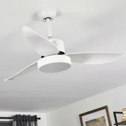 Ventilateur de plafond Doha LED Blanc, 1 lumière, Télécommandes