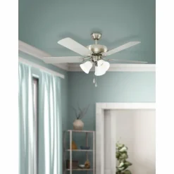 Ventilateur de plafond Eglo LAS PALMAS Nickel mat, 3 lumières