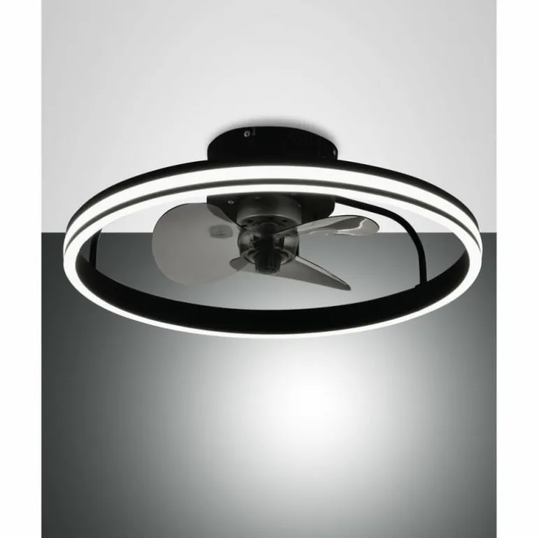 Ventilateur de plafond Fabas Luce Relais LED Noir, 1 lumière