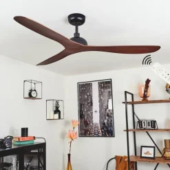 Ventilateur de plafond Follseland Brun, Couleur bois, Noir