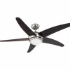 Ventilateur de plafond Globo Fabiola Bois foncé, Nickel mat, 1 lumière, Télécommandes
