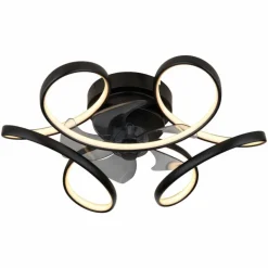 Ventilateur de plafond Globo LORIS LED Noir, 1 lumière, Télécommandes