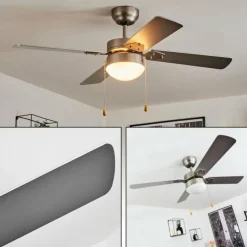 Ventilateur de plafond Hamnvik Nickel mat, 1 lumière