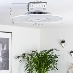 Ventilateur de plafond Marmorta LED Blanc, 1 lumière, Télécommandes