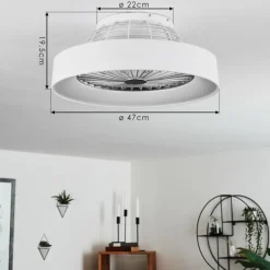 Ventilateur de plafond Moli LED Blanc, 1 lumière, Télécommandes