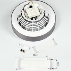 Ventilateur de plafond Moli LED Gris, Blanc, 1 lumière, Télécommandes