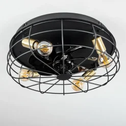 Ventilateur de plafond Moscavide Laiton, Noir, 4 lumières, Télécommandes