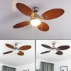 Ventilateur de plafond Nicosia Bois foncé, Nickel mat, 1 lumière