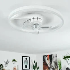 Ventilateur de plafond Oleiro LED Gris, Blanc, 1 lumière, Télécommandes