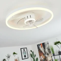 Ventilateur de plafond Oleiro LED Gris, Blanc, 1 lumière, Télécommandes