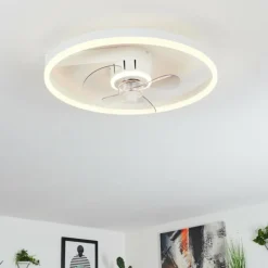 Ventilateur de plafond Oleiro LED Gris, Blanc, 1 lumière, Télécommandes
