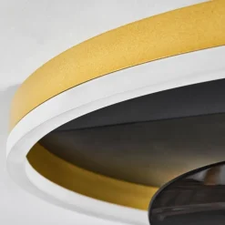 Ventilateur de plafond Oleiro LED Or, Noir, Blanc, 1 lumière, Télécommandes