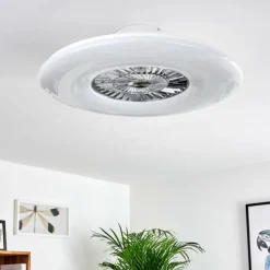 Ventilateur de plafond Petrovac LED Chrome, Blanc, 1 lumière, Télécommandes