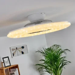 Ventilateur de plafond Petrovac LED Chrome, Blanc, 1 lumière, Télécommandes