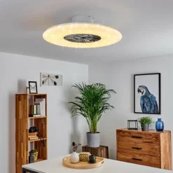 Ventilateur de plafond Petrovac LED Chrome, Blanc, 1 lumière, Télécommandes