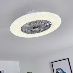 Ventilateur de plafond Petrovac LED Chrome, Blanc, 1 lumière, Télécommandes