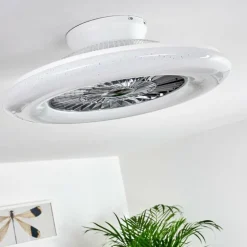 Ventilateur de plafond Petrovac LED Chrome, Blanc, 1 lumière, Télécommandes