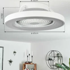 Ventilateur de plafond Penon LED Blanc, 1 lumière, Télécommandes