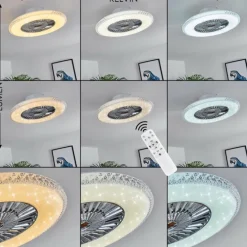 Ventilateur de plafond Piacenza LED Chrome, Blanc, 1 lumière, Télécommandes