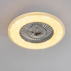 Ventilateur de plafond Piacenza LED Chrome, Blanc, 1 lumière, Télécommandes