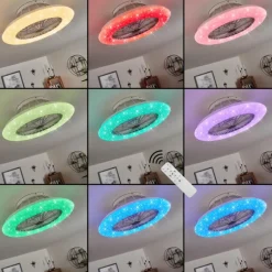 Ventilateur de plafond Piraeus LED Blanc, 1 lumière, Télécommandes, Changeur de couleurs