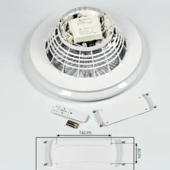 Ventilateur de plafond Piraeus LED Blanc, 1 lumière, Télécommandes, Changeur de couleurs